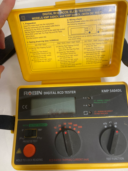 Robin Model KMP 4116DL Digital RCD Tester with Leads