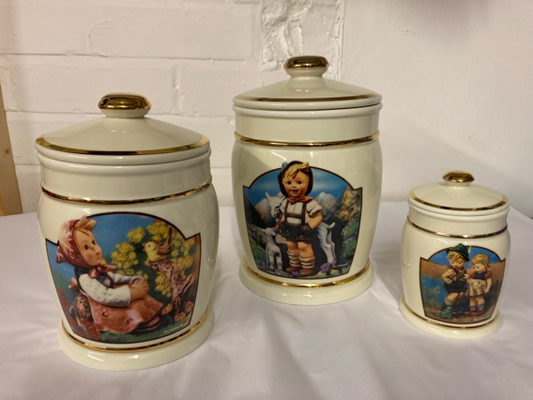 3 Beautiful Hummel Canisters in Perfect Condition