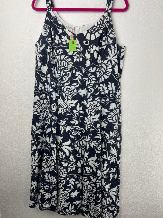 Black and White Floral Linen Sleeveless dress from Steilmann size 18