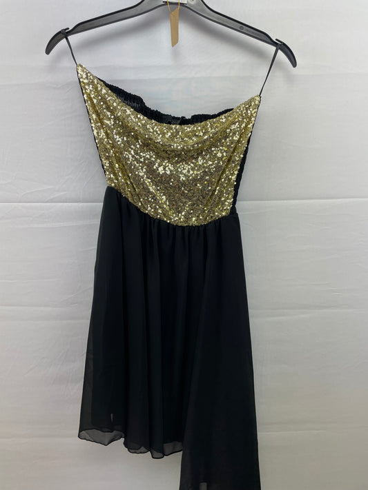 Black with Gold Sequin Top Strapless Dress from Asos size 10