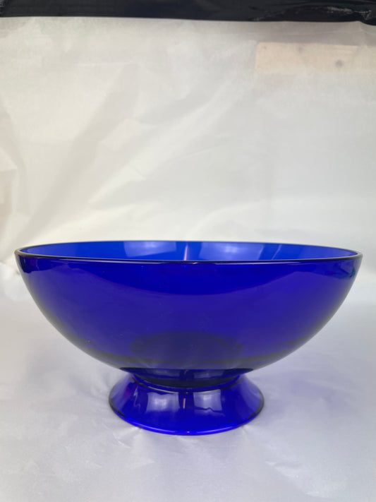 Blue Glass Pedestal Bowl