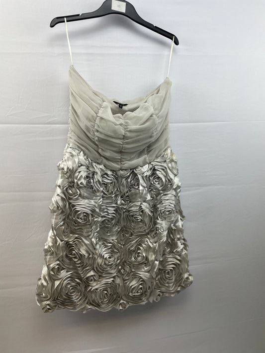 Brand New Silver Grey Floral Strapless Cocktail dress size 10