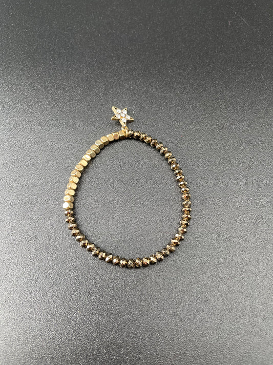 Delicate Gold and Brown Tiny Beads with Small Star Bracelet