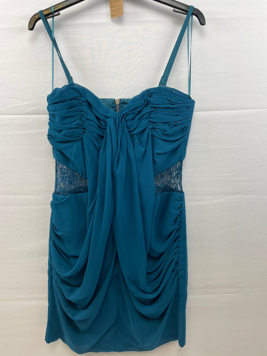 New Look Teal Ruched Strappy Dress with Sheer Lace Side Panels size 10