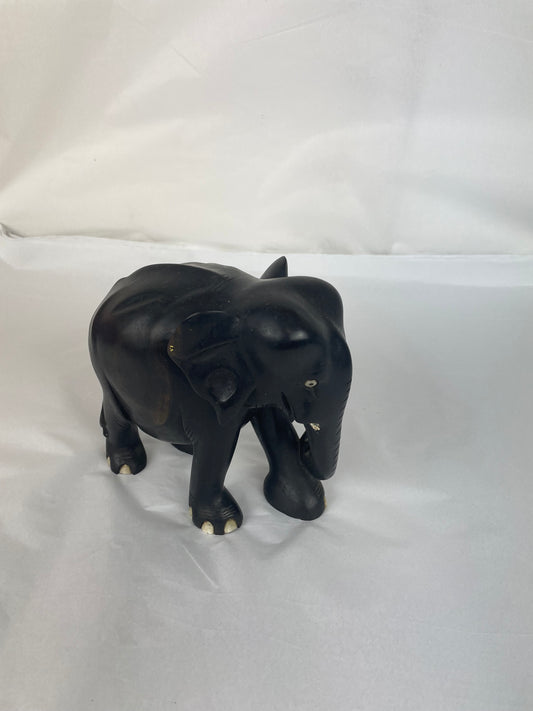 Vintage Black Ceramic Elephant Ornament