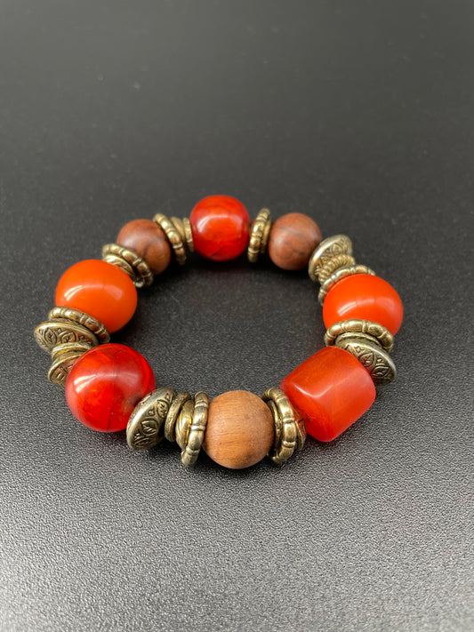 Orange and Gold Chunky Bracelet